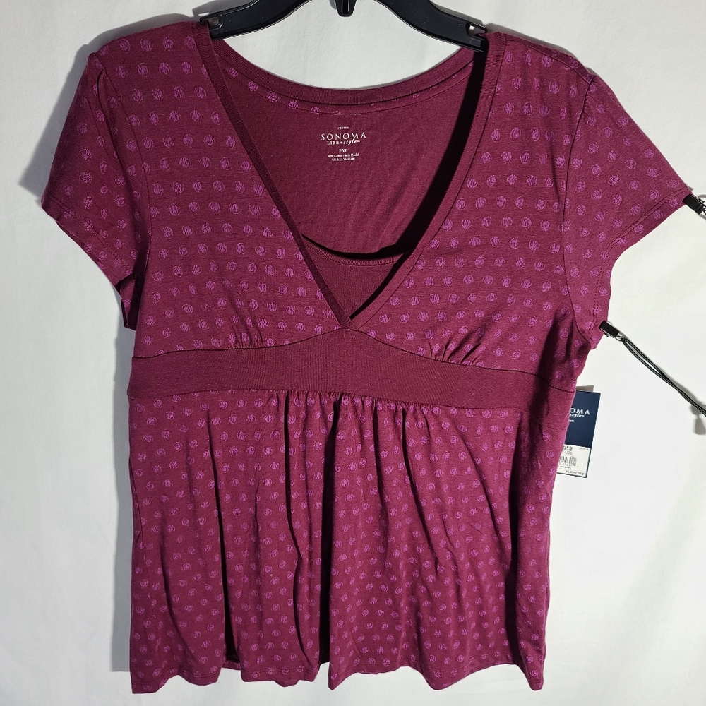 Sonoma petite xlarge maroon vneck mock under shirt